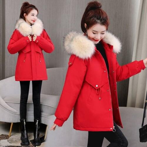 Winter Jacket Hooded Thick Warm Short Padded Coat Parkas Women Fur Liner Plus Size Womens Outerwear Casaco Feminino X143