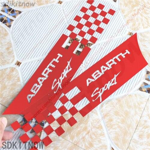 2pcs Car Square Sport Decal Front rear Door Sides Sticker Styling Decoration For Abarth fiat 500 grande punto accessories