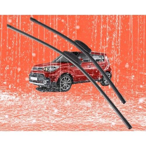 2 pcs Front Windshield Bracketless Wiper Blades Set 24"+20" for TKIA Soul 2009-on