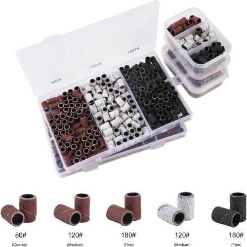 210pcs Sanding Cap Bands For Electric Manicure Machine 180/120/80 Grit Nail Drill Grinding Bit Files Pedicure Tool Set TP-END-S