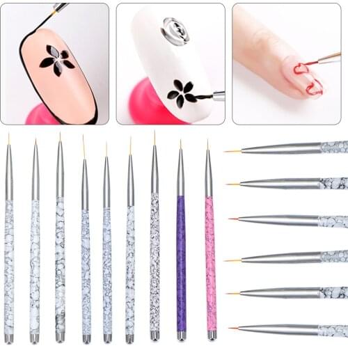 3pcs/Set Marble Design Nail Art Brush 3D Tips Acrylic UV Gel Liner Drawing Painting Pen Thin Women Fashion Manicure DIY Tool
