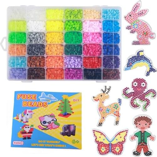 9600Pcs Hama Beads 5mm Set DIY Jigsaw Puzzle Fuse Bead with 10 Pegboards 4 Tweezers 1 Pattern Booklet iron bead accessories