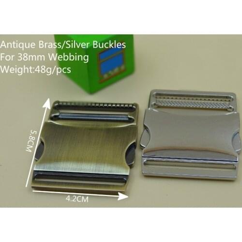 Free shipping 5pcs for 38mm webbing buckle metal DIY bags luggages parts antique brass/silver buckles wholesale