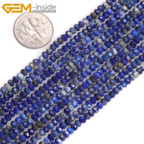 Gem-inside AAANatural Faceted Heishi Rondelle Disc Spacer Blue Lapis Lazuli Beads For Jewelry Making Strand 15inchees DIY
