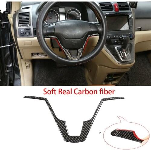 Real Carbon Fiber Interior Steering Wheel Cover Fit For Honda CRV CR-V 2007-2011