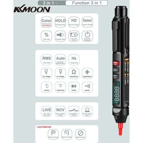 KKMoon kkm99/kkm100 Digital Multimeter Large Screen High Definition 1Hz~10MHz Mini Portable Intelligent AC/DC Multimeter Tester