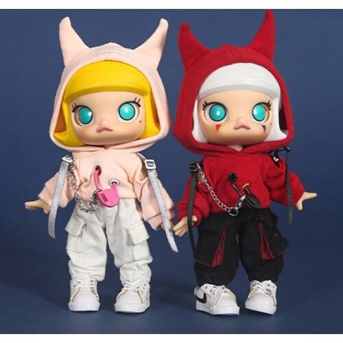 Ob11 baby clothes cool demon sweater hoodie and casual pants for molly, obitsu 11, GSC body, 1/12bjd doll clothes accessories