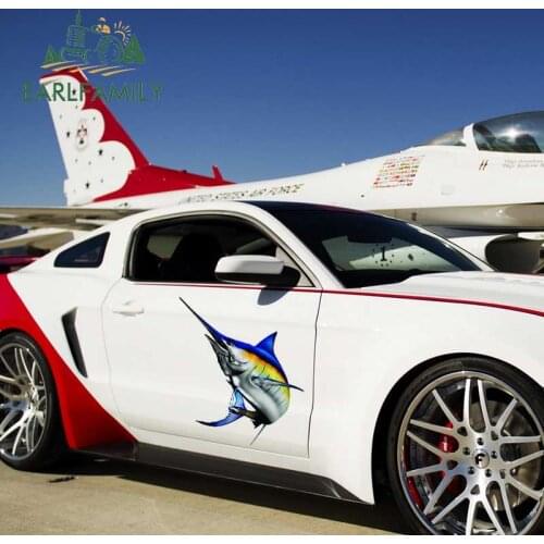 EARLFAMILY 43cm x 42.3cm Car Sticker Xiphias Gladius 3D Car Styling Vinyl Graphic Decor Window Door Waterproof Car Body Decal