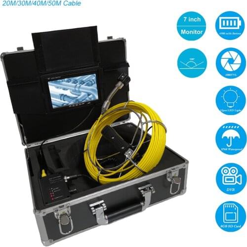20m/30m/40m/50m Endoscope Camera for Sewer Pipes Drain Cleaner Inspection 7 Inch 23mm Lens Waterproof Pipe Camera
