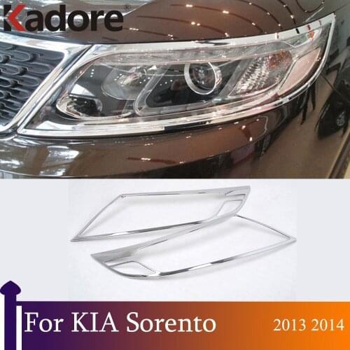 For KIA Sorento 2013 2014 Chrome Front Bumper Headlights Trim Cover Car Styling Stickers Auto Exterior Accessories