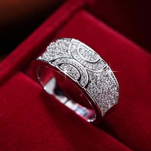 Irregular Silver Plated Cubic Zirconia Ring Women Rings Fashion Glamour Banquet Wedding Ring Birthday Gift For Girlfriend