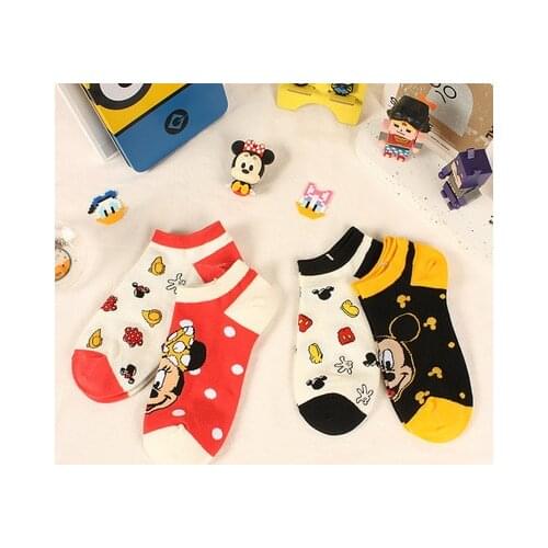 Disney plus Mickey Mouse Short Woman Socks Kawaii Anime Sweat summer cotton girl womens boat socks ankle low female Sock gifts