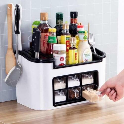 Kitchen Condiment Storage Rack Multi-function Condiment Bottle Finishing Accessories Tool Holder Knife Holder Kitchen Supplies