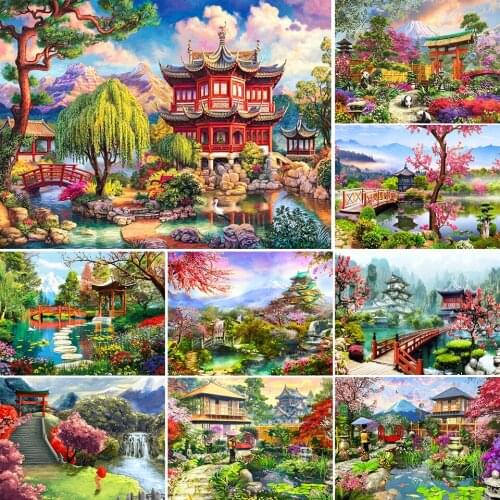 5D DIY Diamond Painting Landscape House Cross Stitch Kit Full Embroidery Scenery Mosaic Art Picture of Rhinestones Decor Sale