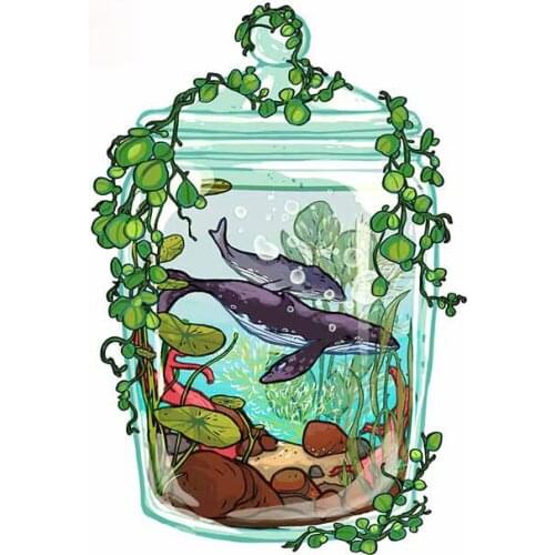Personality Whale Plant Terrarium Car Sticker Body for Car Occlusion Air Scratch Decals Conditioner Waterproof