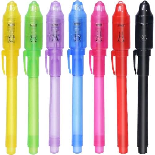 2IN1 Invisible Ink Pen Harmless Flavorless Ink With Light Marker Pen for Secret Message Kids Toy UY8