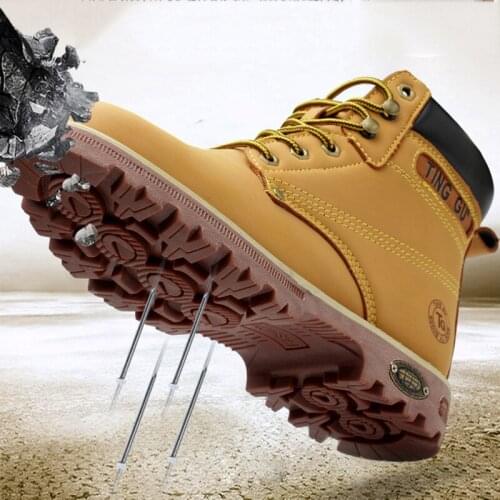 New Puncture-Resistant Smash-Resistant Pressure-Resistant Work Steel Toe Cap Boots Labor Wear-Resistant High-Top Training Shoes