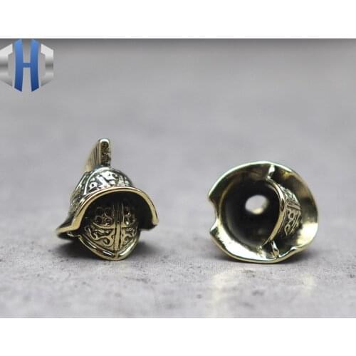 Pure Copper Samurai Knife Pendant Brass Helmet Knife DIY Personality Umbrella Rope Pendant Flashlight Pendant EDC Paracord Beads