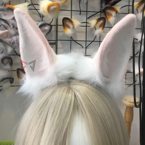 MMGG New While Pink Bunny Rabbit Ears Hairhoop Headwear Lolita cosplay costume accessories Custom Made