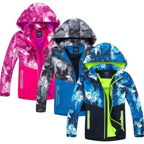 Autumn Kids Boys Girls Active Jackets Teens Outerwear Waterproof Windproof Hoodies Jackets For Childrens Polar Fleece Coats