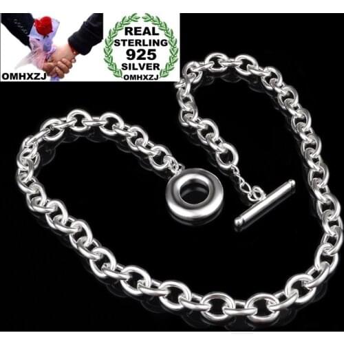 OMHXZJ Wholesale Personality Fashion OL Woman Girl Party Wedding Gift Silver TO Bubble Chain 925 Sterling Silver Necklace NC30