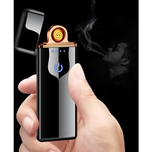 Touch-sensitive Cigarette Lighter Personalized Ultra-thin USB Windproof Rechargeable Lighter Regalos Para Hombre Originales
