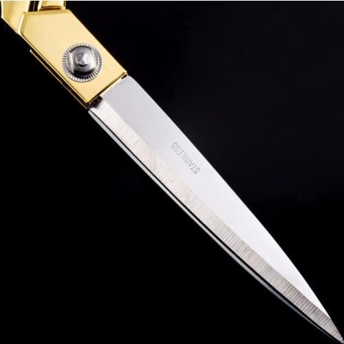 9.5Inch Professional Tailor Vintage High Quality Stainless Steel Scissors Leather Fabric Golden Sharp Needlework Scissors H