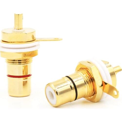 8pcs RCA Female Connector Gold Plated RCA Female Socket Solder Panel Mount Chassis Speaker Plug Amplifier Terminal