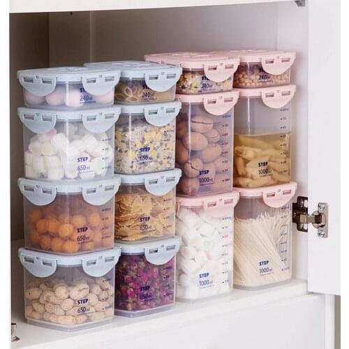 1800ml Stackable Grain Storage Box Large Capacity Dry Food/Cereals/Candy/Rice Storage Tank Portable Sealed Container for Kitchen