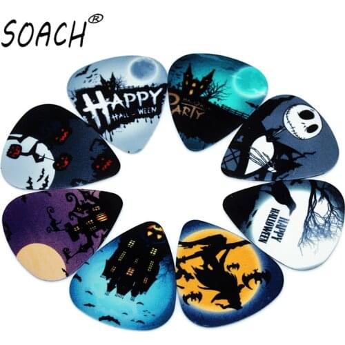 SOACH 10pcs 0.46mm guitar paddle PVC double-sided printing Halloween mixed pattern picks ukulele acoustic guitar accessories