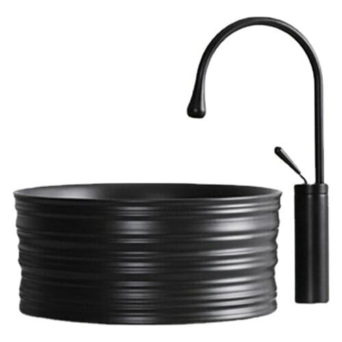 Modern Color Basin R102 matt black faucet European Bathroom Sink Ceramic matte Black Washing Basin Bowl