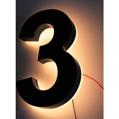 House Numbers Light Outdoor Waterproof customs Metal LED Home Hotel Door Plates Stainless Steel illuminated Letter Address Sign