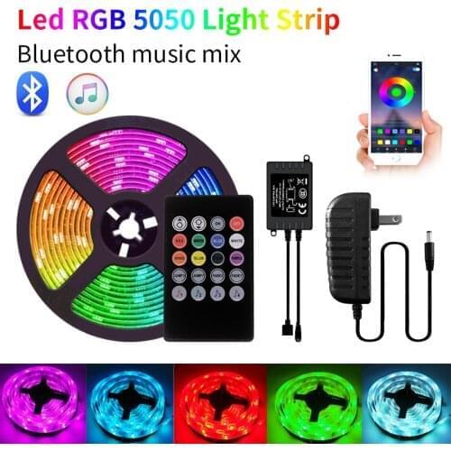 5050 SMD LED Light Strips Bluetooth Controller Flexible RGB Decoration BackLight Lamp Night light Luminous Strip For Bedroom