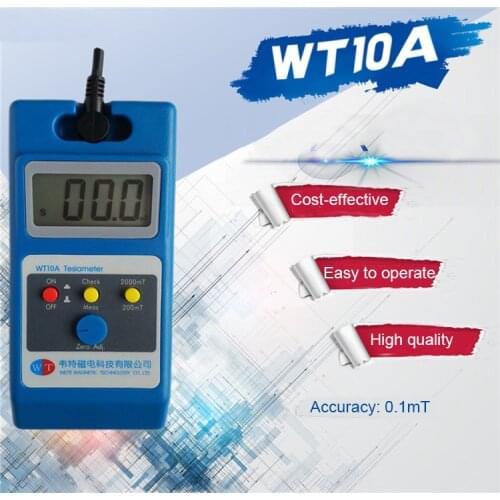 WT10A Magnetometer Surface Magnetic Field Tester Gaussmeter Gigital Gauss Meter Tesla 0~2000mT Fluxmeter Ns function With Probe
