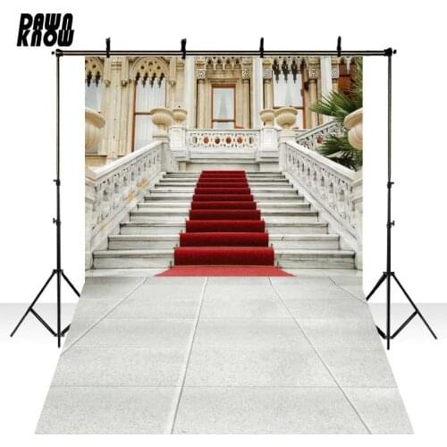 DAWNKNOW Castle Vinyl Photography Background Stair Red Carpet Stage Play Photo Backdrops For Wedding Photo Studio S1776