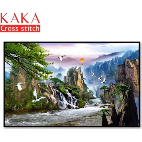 Cross stitch kits,Embroidery needlework sets with printed pattern,11CT-canvas for Home Decor Painting,Landscape Full NCKS111