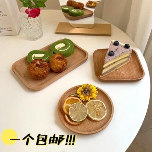 Japanese oval birch small wood dish ins with coffee milk snack tray square one-person food