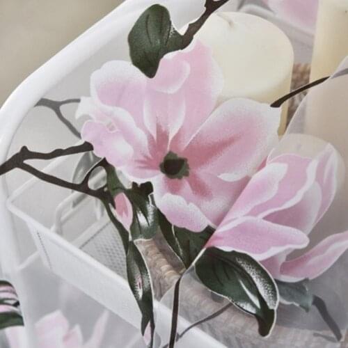 Flowers Curtain Kitchen Valance Tulle Sheer Bedroom Window Drape Home Decor Hotel Decoration blue Sheer curtains занавески