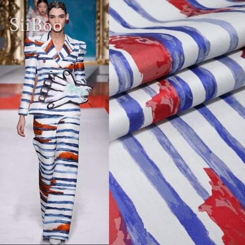 Siiboo Italy style abstract strip pattern brocade fabric for women suits Tissu jacquard à rayures italiennes sp6213