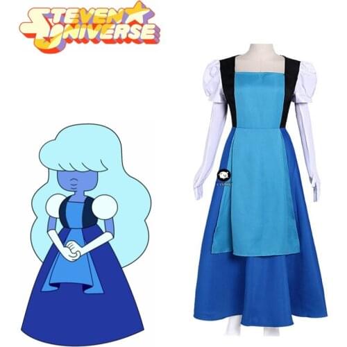 Steven Universe cosplay dress Women Sapphire role play blue dress princess fancy dress any size