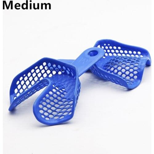100Pis Dental Plastic-Steel Materials Medium Model Impression Trays Blue Tray Upper&Lower