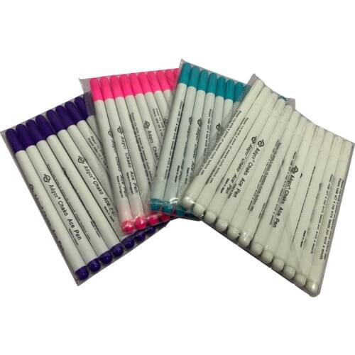 12pcs/lot Blue Water Erasable Pen DIY Ink Markers Pen Fabric Marker Pen For Cross Stitch Kits For embroider Needlework Tools