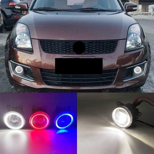 2 Functions Auto LED DRL Daytime Running Light Car Angel Eyes Fog Lamp Foglight For Suzuki Swift 2005 - 2016 2017 2018