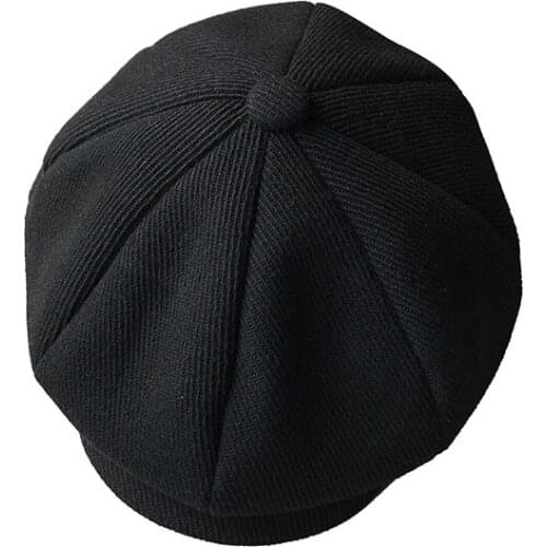 2019 Black Grey Wool Hat Man Newsboy Caps Herringbone Tweed Warm Winter Octagonal Hat Male Female Gatsby Retro Flat Caps BLM08