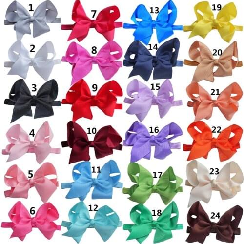 24 pcs 6 Inch hair bow WITH elastic headbands Big bow headband Girls Headwear Outfit Hairband Hair Elastic Bands Hairbow