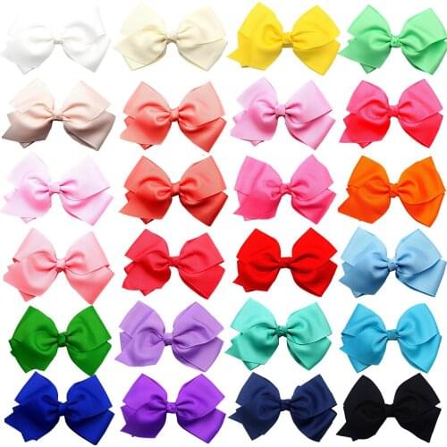 24pcs/lot 4" Hair Bows Girls Pigtail Clips Alligator Clips Hair Barrettes for Baby Girls Fine Hair Infants Hairclips Headwear