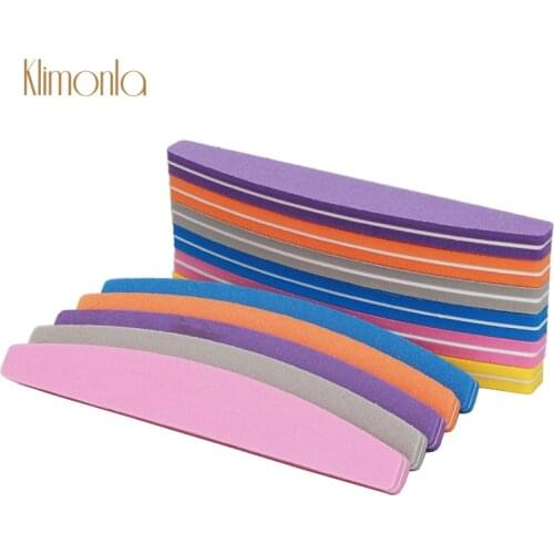 25Pcs/Pack Professional Nail File 100/180 Grit Mix Color Curve Sponge Buffer Block Polish Lime a ongle Bendable Nail Art Tools