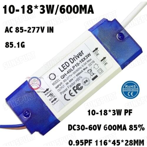 3-20Piece High PFC>0.95 Isolation 36W AC85-277V LED Driver 10-18x3W 600mA DC30-60V Constant Current Ceiling Lamp Free Shipping
