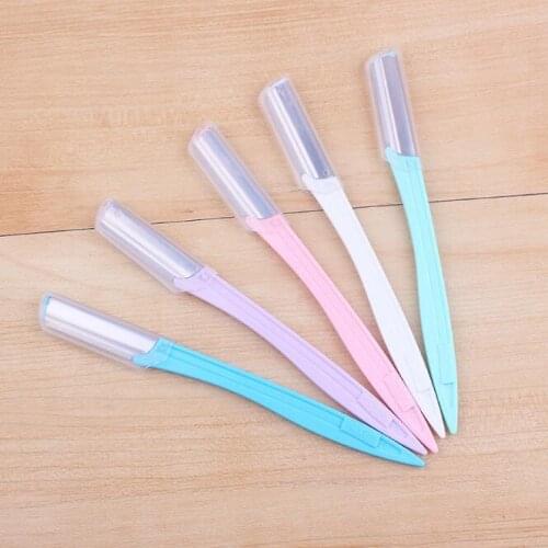 300Pcs/Lot Eyebrow Trimmer Razor Shaving Knife Stainless Steel Blade Macro Eyebrow With Safety Net Makeup Tools HA2387