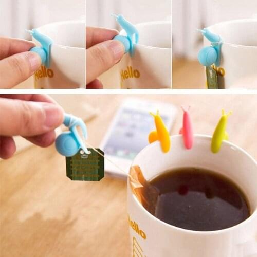 5pcs Cute Snail Shape Silicone Tea Bag Holder Candy Colors for Tea Bag Hold Accessories E7
